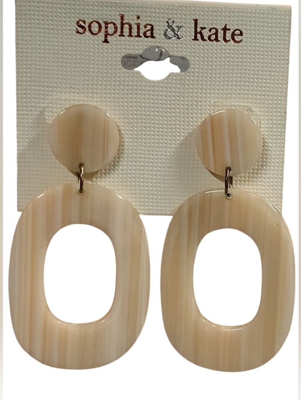 Sophia & Kate Beige Resin Oval Drop Earrings